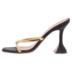 Amina Muaddi Gold Metal Henson Slide Sandals Size 37