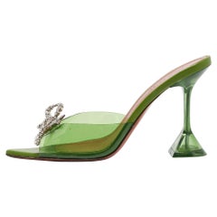 Amina Muaddi Green PVC Rosie Slide Sandals Size 38