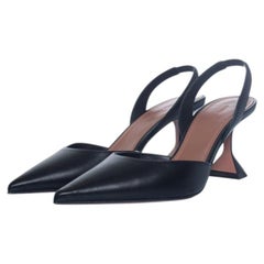 Amina Muaddi, Holli sling 70 in black nappa leather