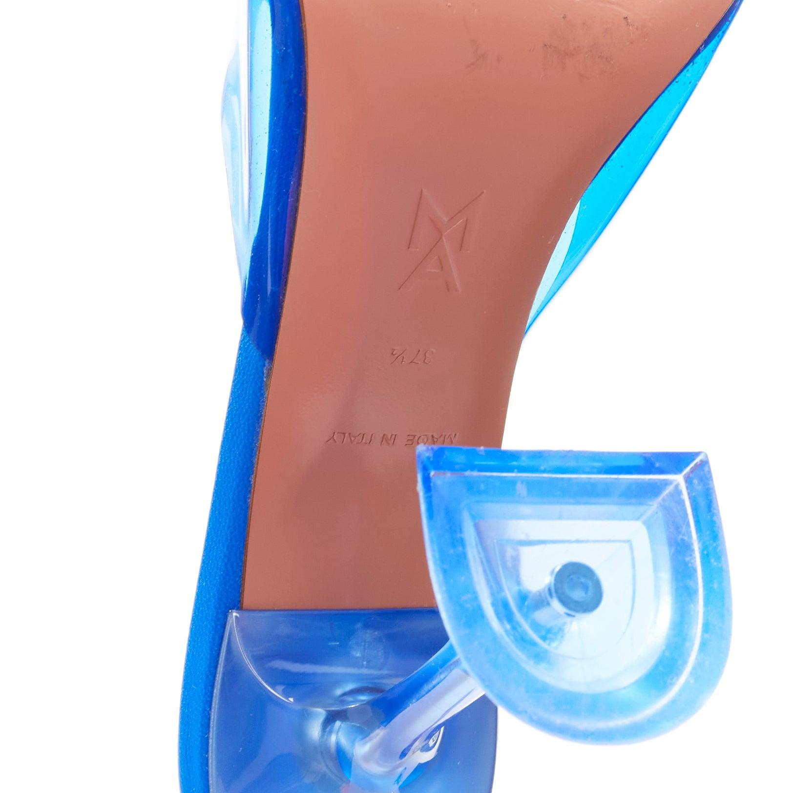 AMINA MUADDI Lupita blue clear PVC spool lucite heel sandal EU37.5 For Sale 5