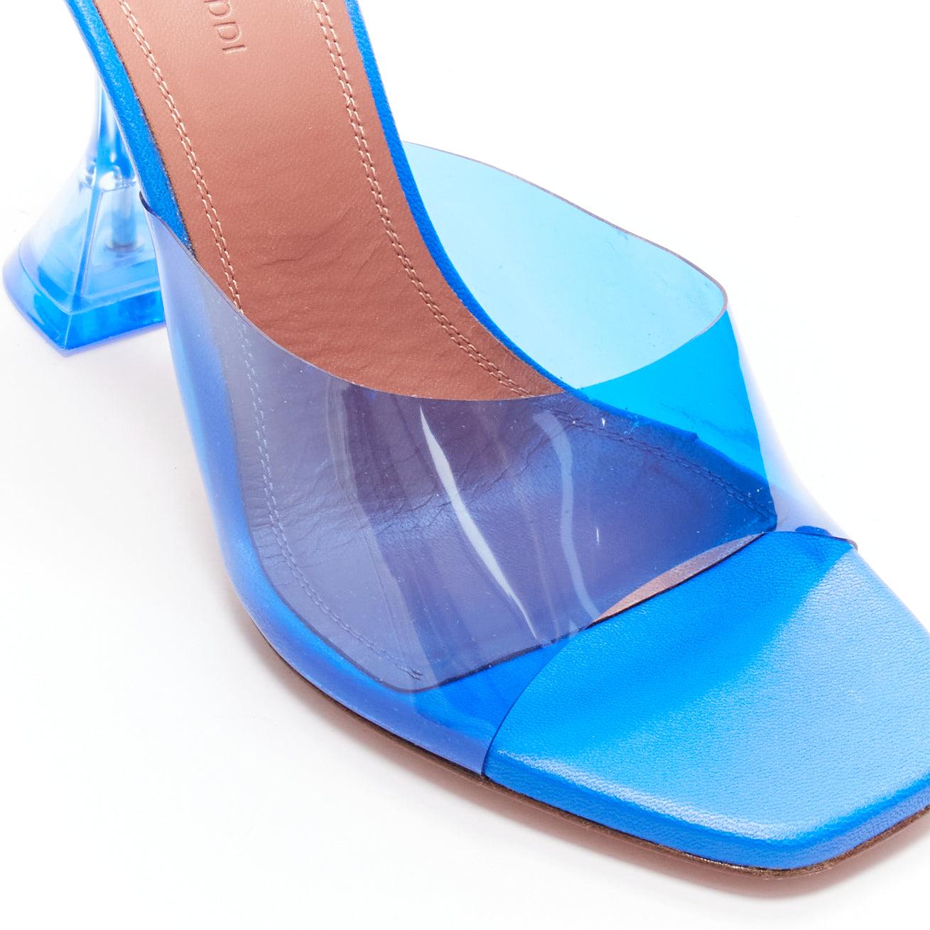 AMINA MUADDI Lupita blue clear PVC spool lucite heel sandal EU37.5 For Sale 2