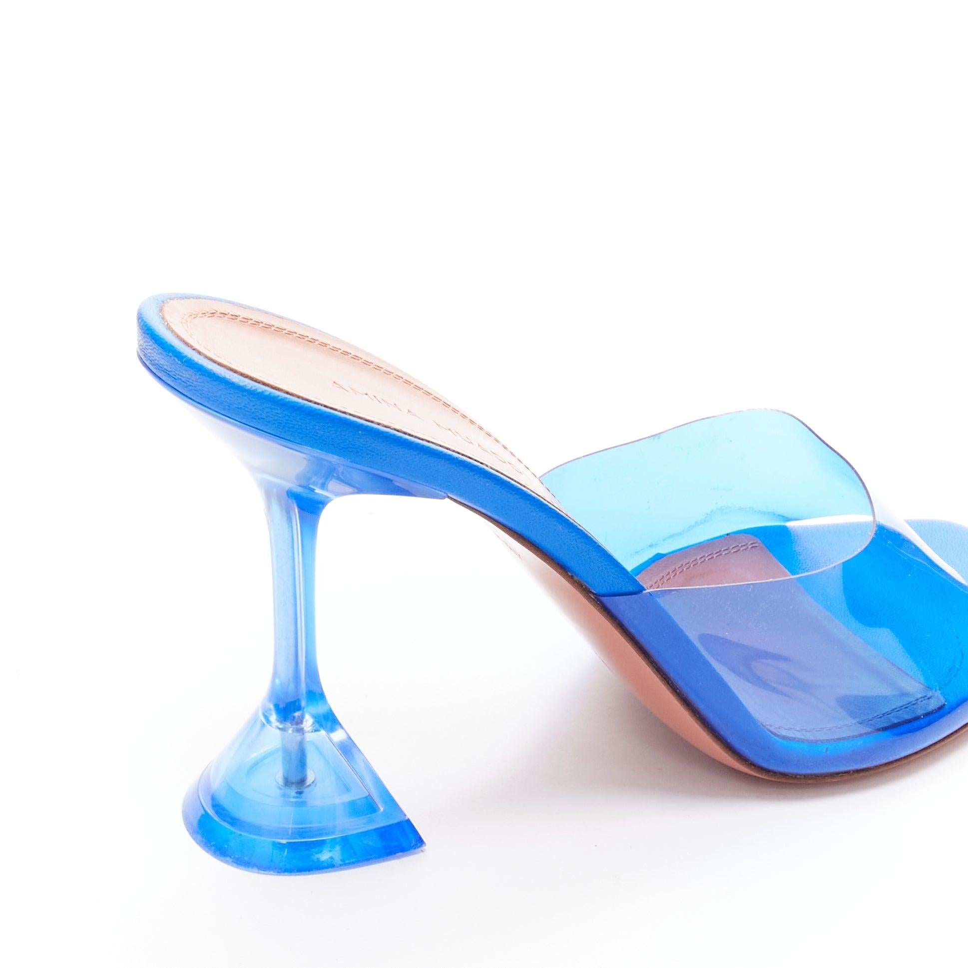 AMINA MUADDI Lupita blue clear PVC spool lucite heel sandal EU37.5 For Sale 3
