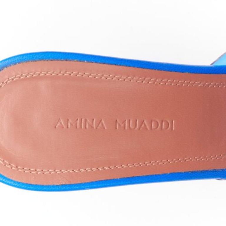 AMINA MUADDI Lupita blue clear PVC spool lucite heel sandal EU37.5 For Sale 4