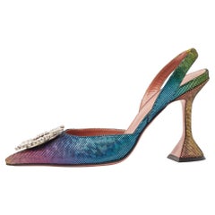 Amina Muaddi Multicolor Suede Begum Slingback Sandals Size 38