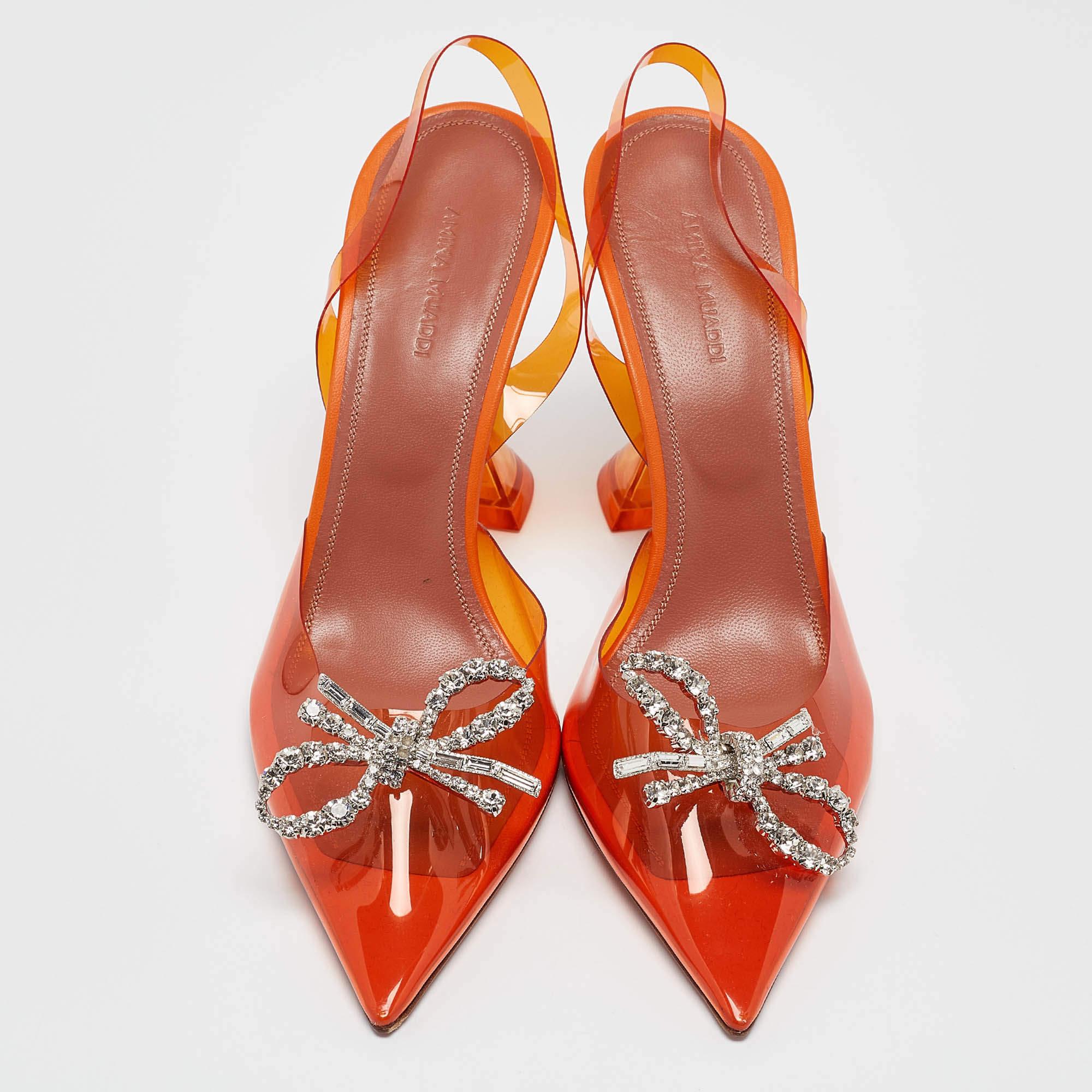 Orange Amina Muaddi escarpins rose rosie en PVC orange, taille 40