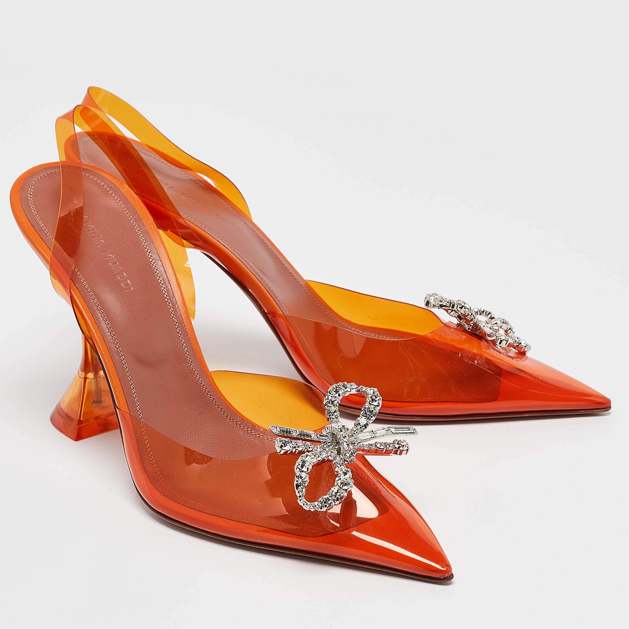 Amina Muaddi escarpins rose rosie en PVC orange, taille 40 Neuf à Dubai, Al Qouz 2