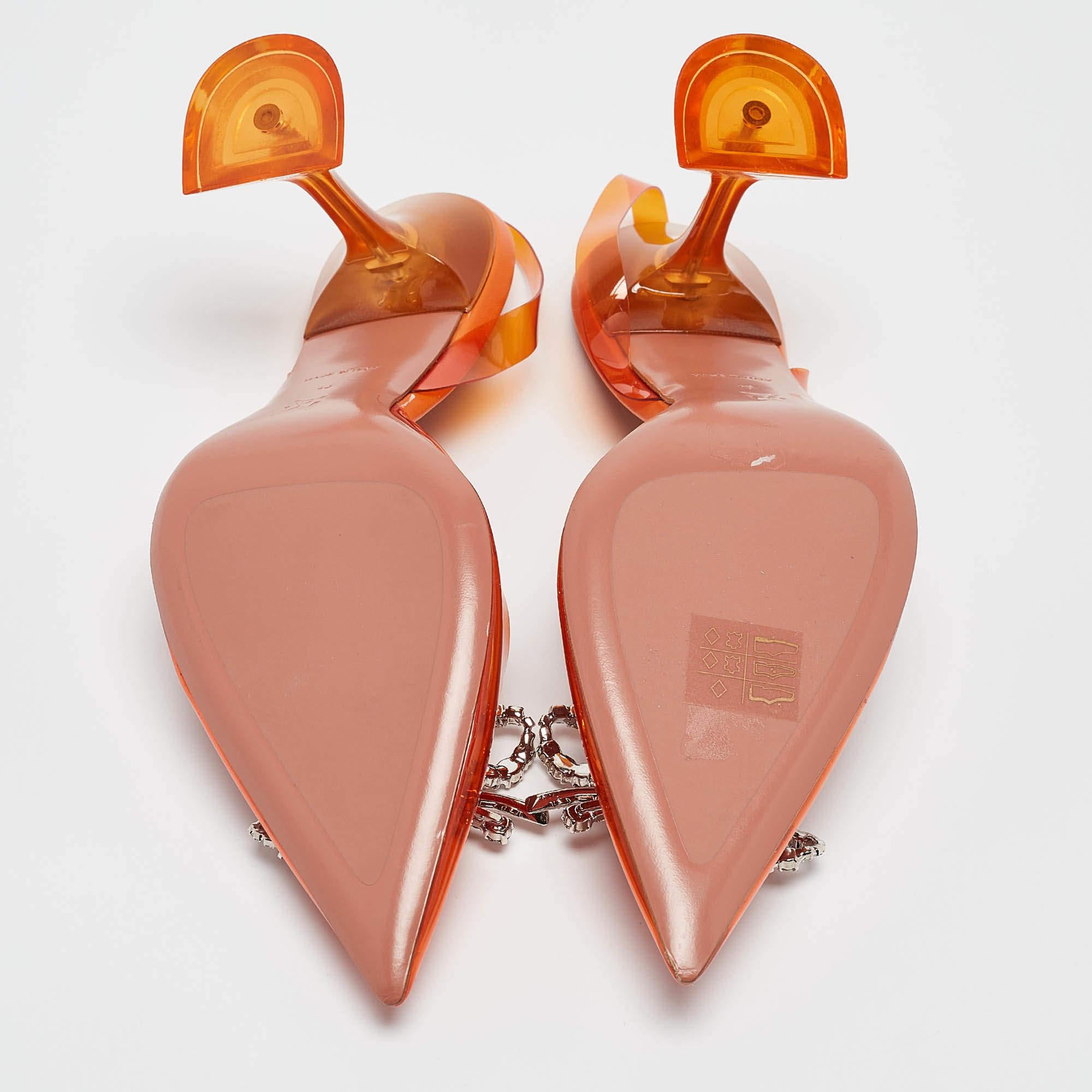 Amina Muaddi escarpins rose rosie en PVC orange, taille 40 1