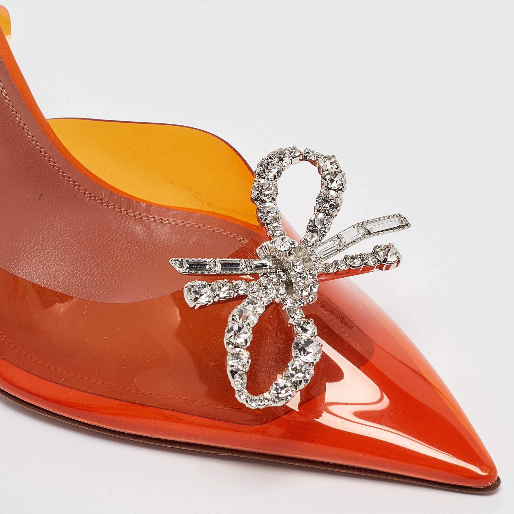 Amina Muaddi escarpins rose rosie en PVC orange, taille 40 2