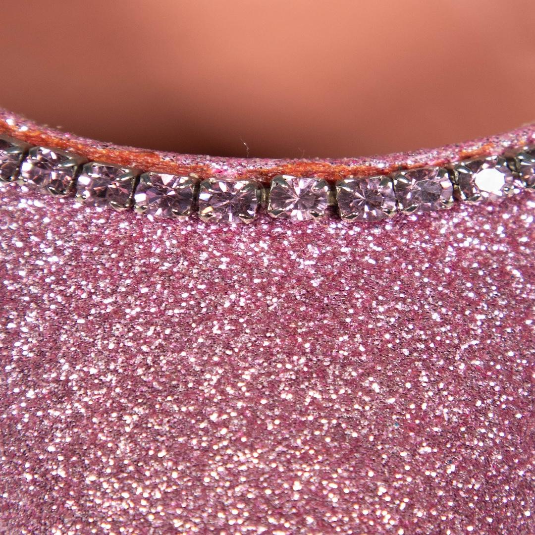 Women's Amina Muaddi Pink Glitter Crystal Gilda 95 Mules Size IT 37