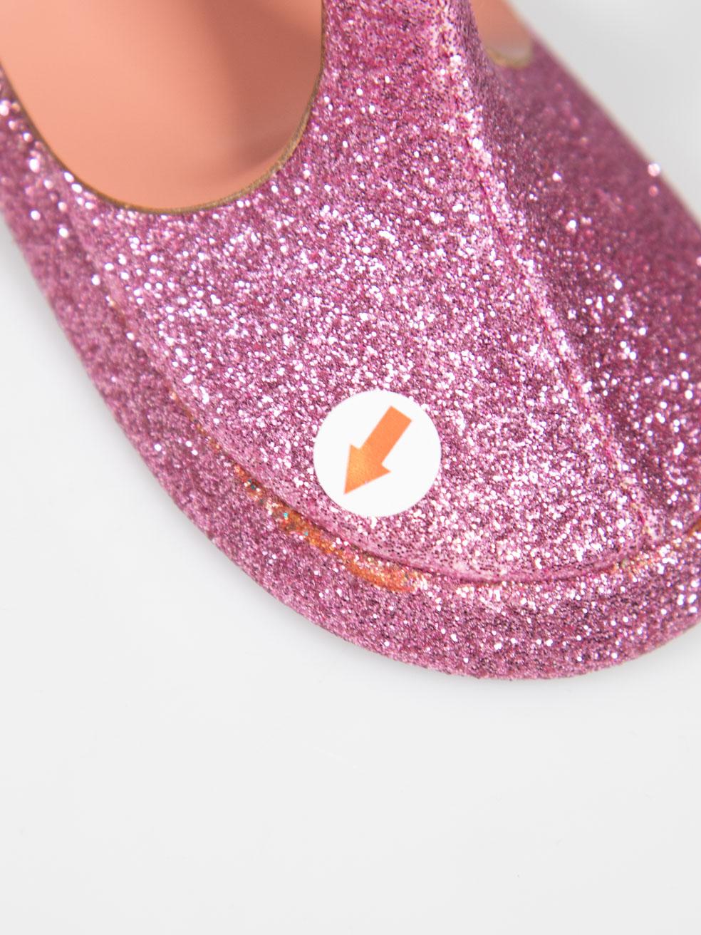 Amina Muaddi Pink Glitter Crystal Gilda 95 Mules Size IT 37 1