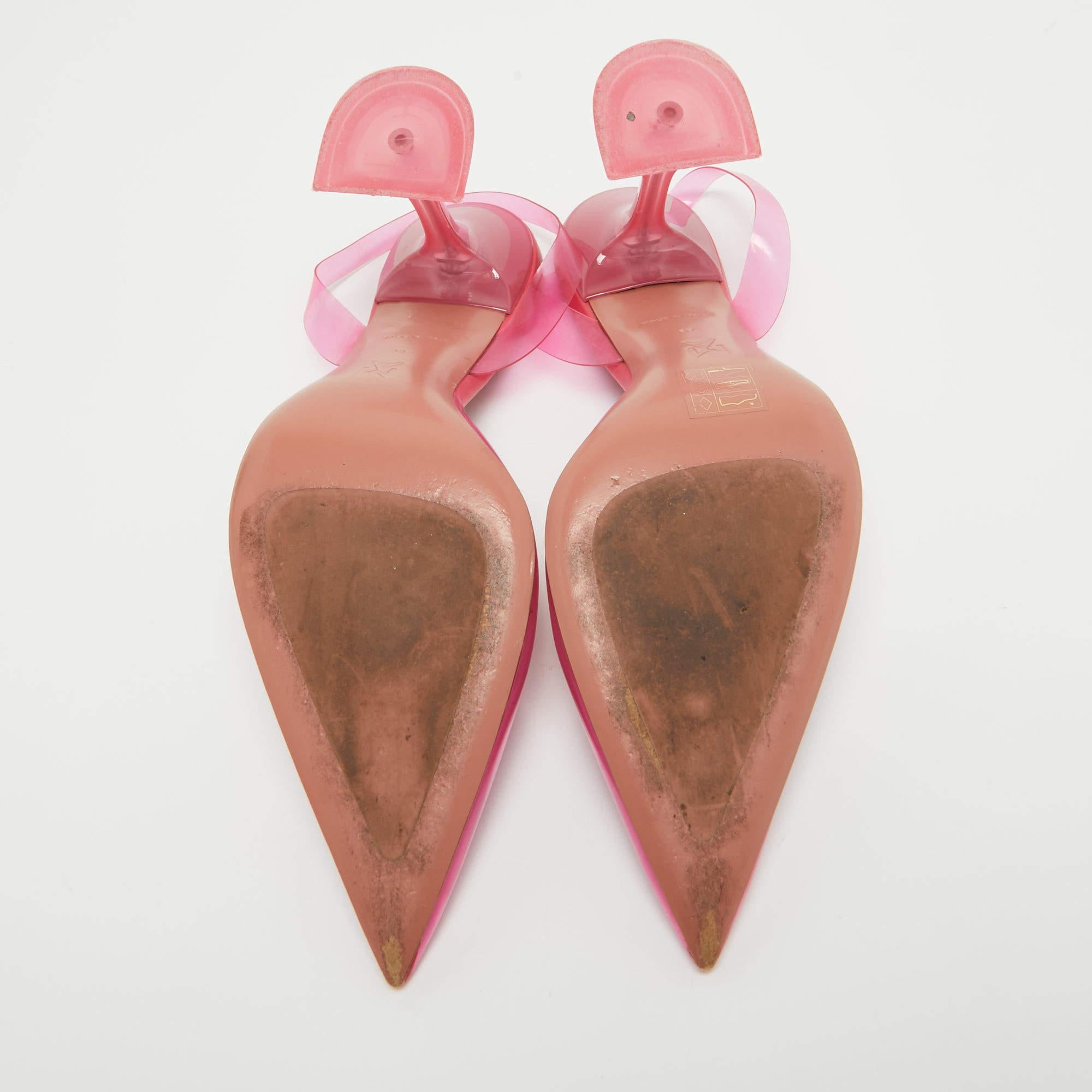Amina Muaddi escarpins Holli Glass rose PVC, taille 38 en vente 1