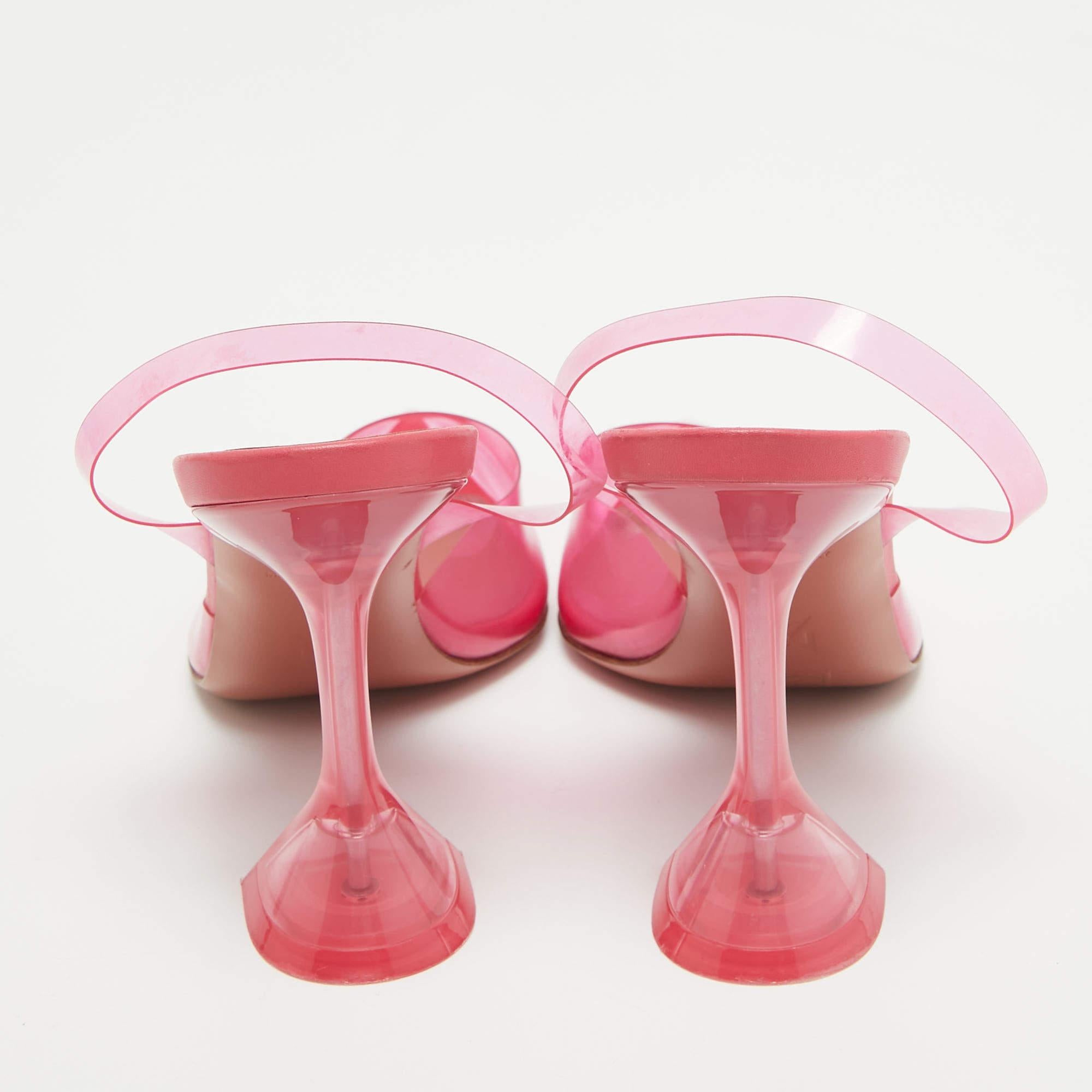 Amina Muaddi escarpins Holli Glass rose PVC, taille 38 en vente 2