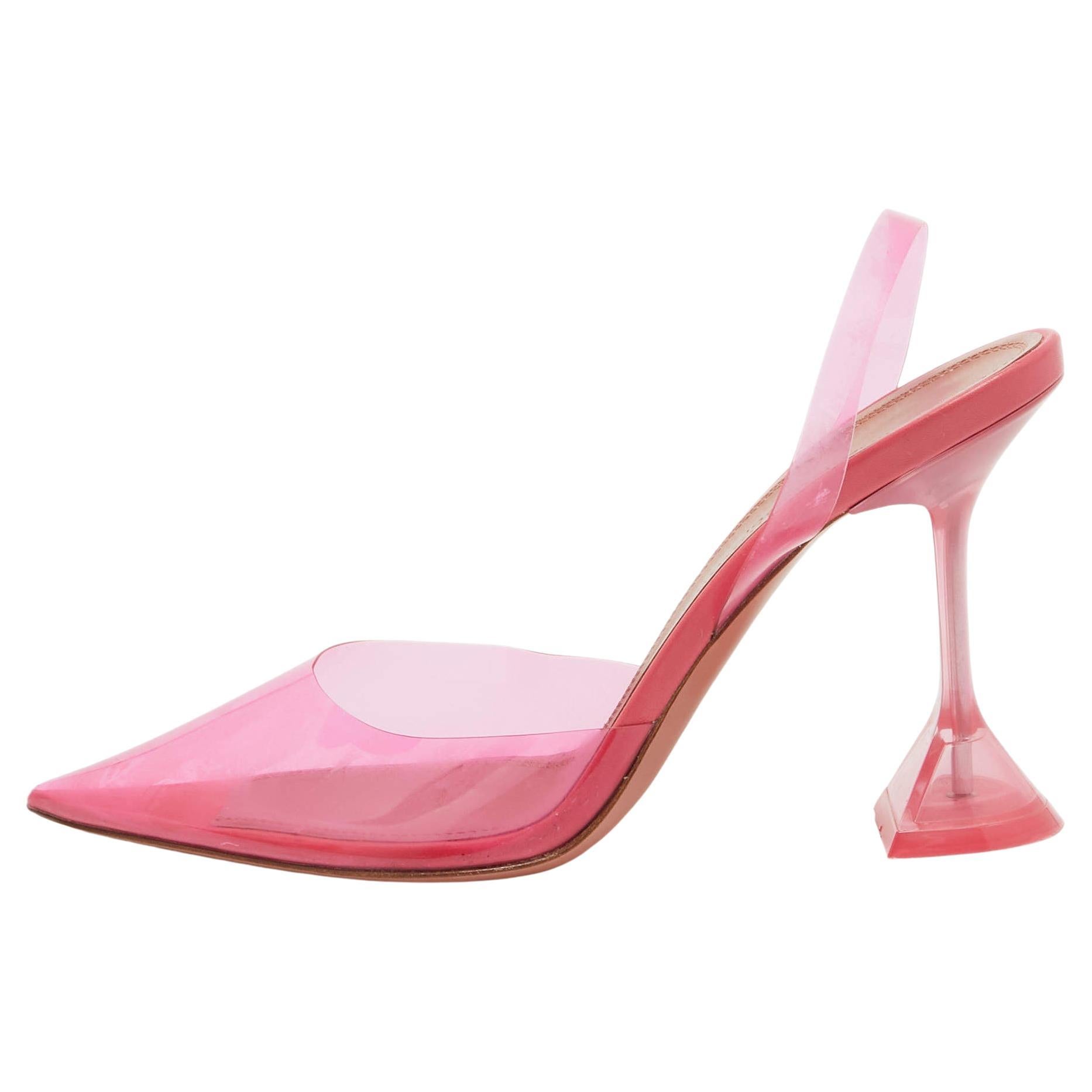 Amina Muaddi escarpins Holli Glass rose PVC, taille 38 en vente