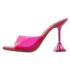 Amina Muaddi Pink PVC Lupita Sandals Size 37