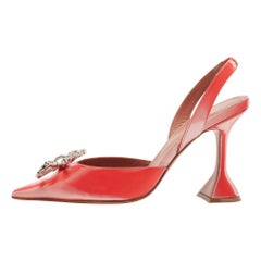 Amina Muaddi Pink PVC Rosie Slingback Pumps Size 37