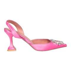 Amina Muaddi Pink Satin Begum Heels Size IT 38