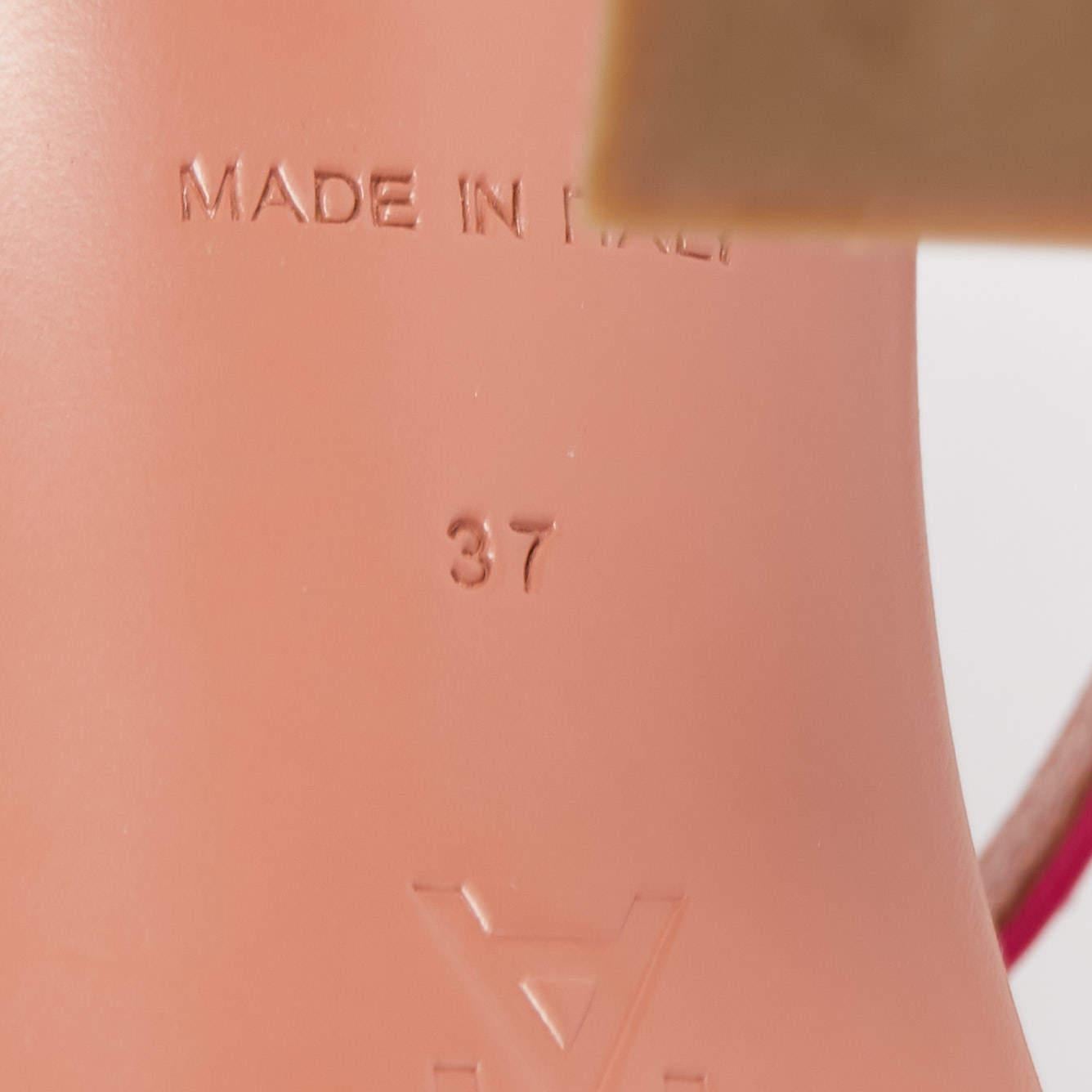 Amina Muaddi Pink Satin Gilda Crystal Embellished Sandals Size 37 2