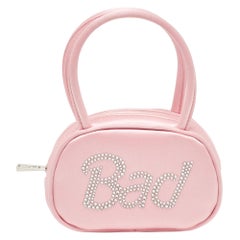 Amina Muaddi Pink Satin Super Amini Baddie Bag