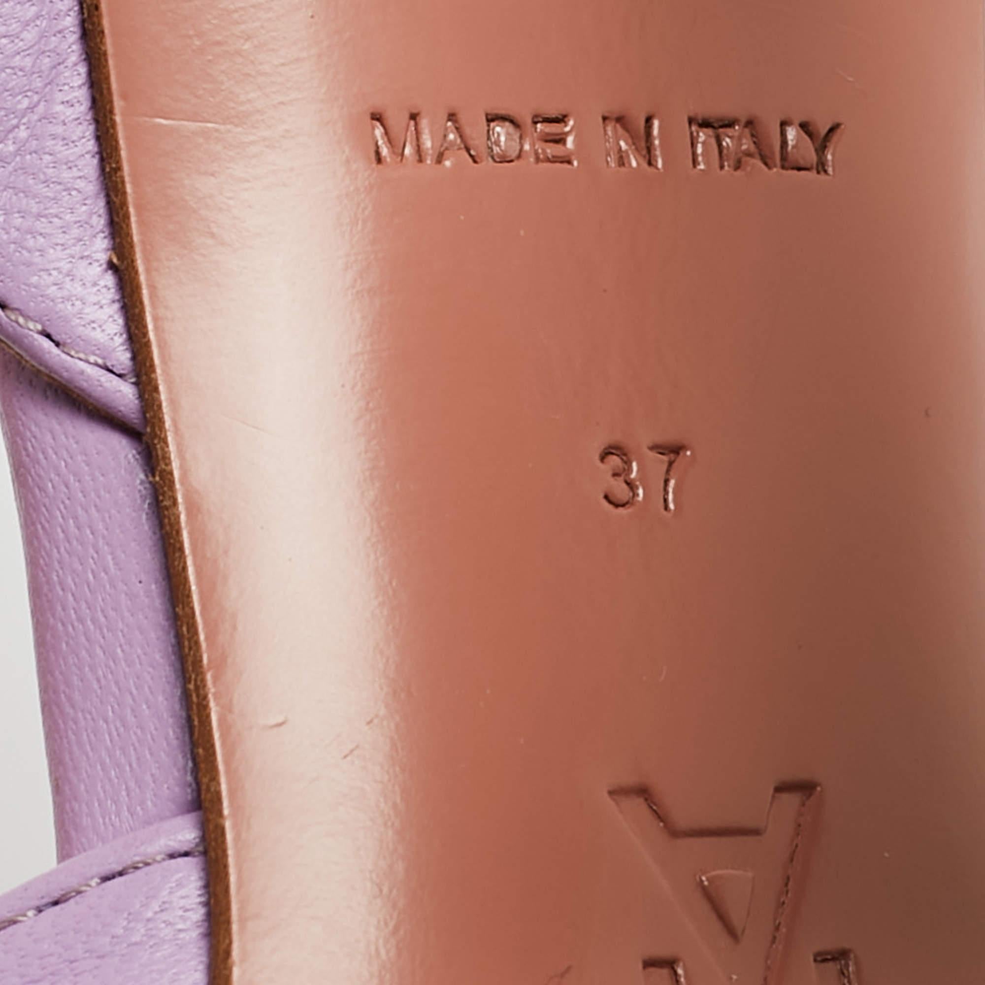 Amina Muaddi Purple Leather Begum Slingback Pumps Size 37 For Sale 4