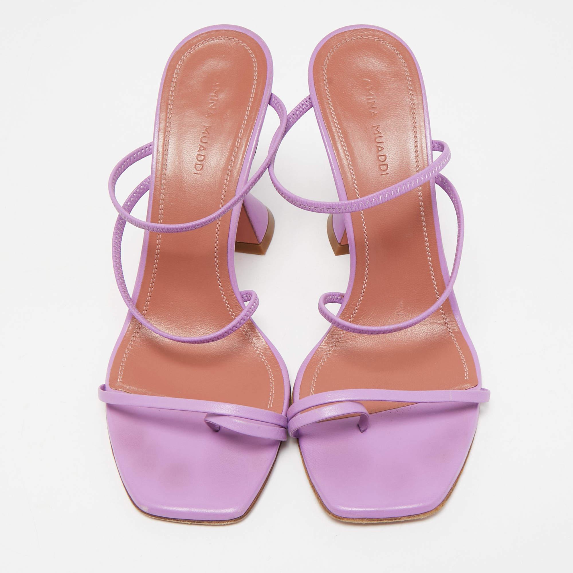 Amina Muaddi Purple Leather Naima Sandals Size 37 For Sale 2