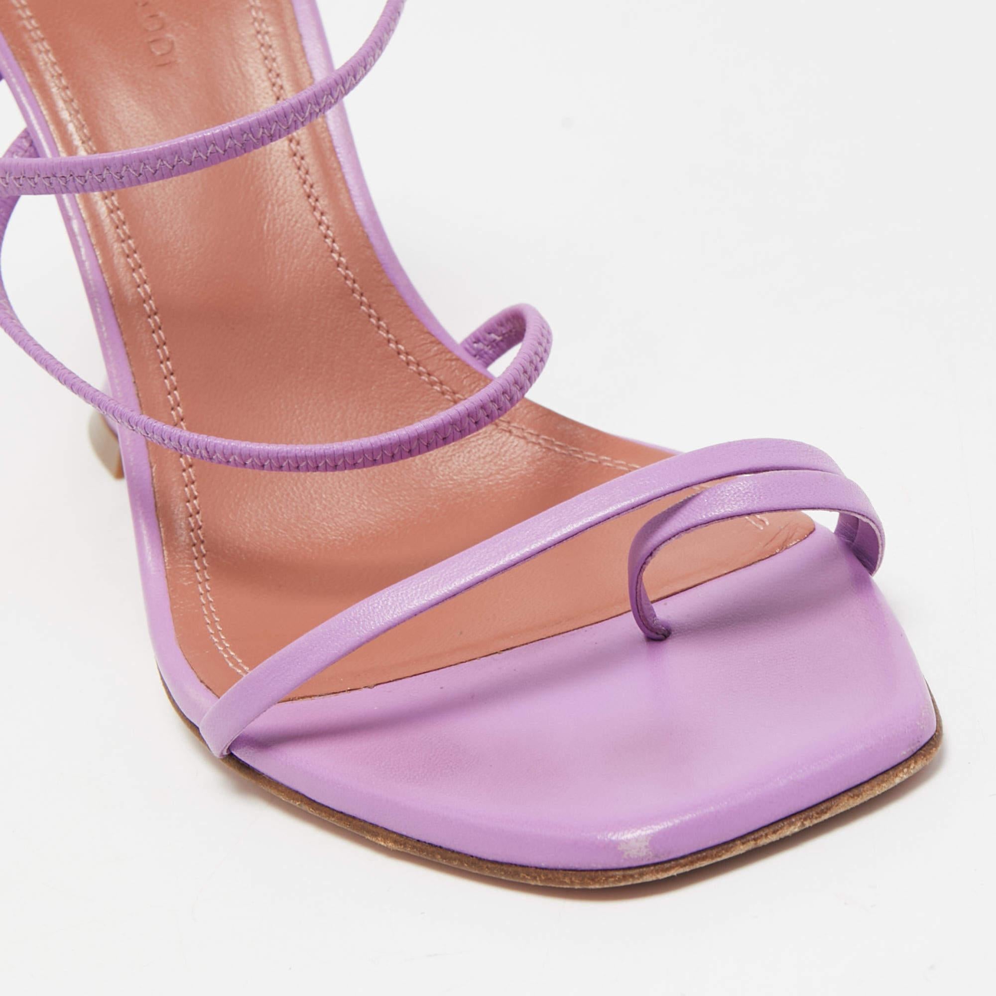 Amina Muaddi Purple Leather Naima Sandals Size 37 For Sale 4
