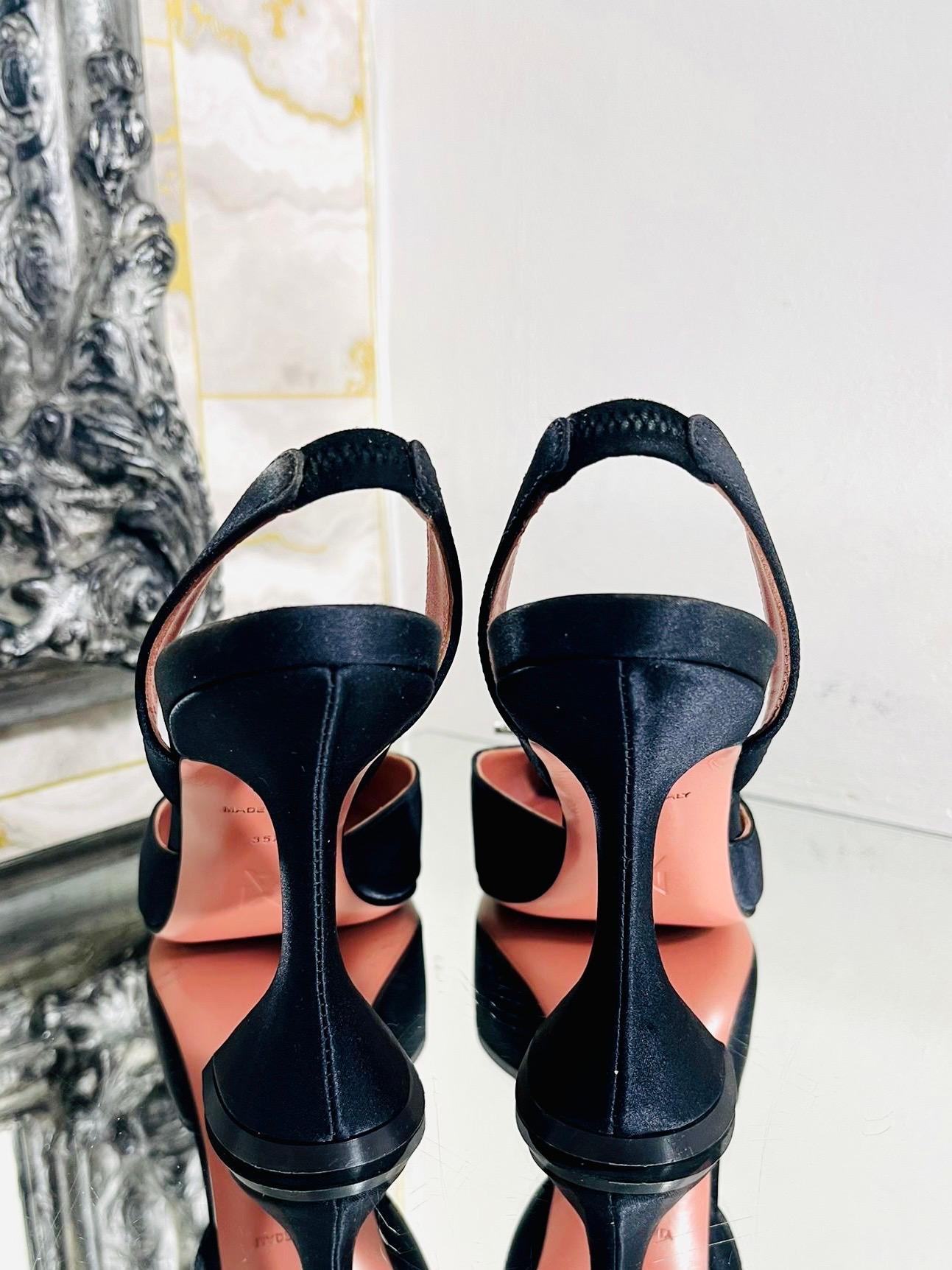 Amina Muaddi Satin & Crystal Heels For Sale 1