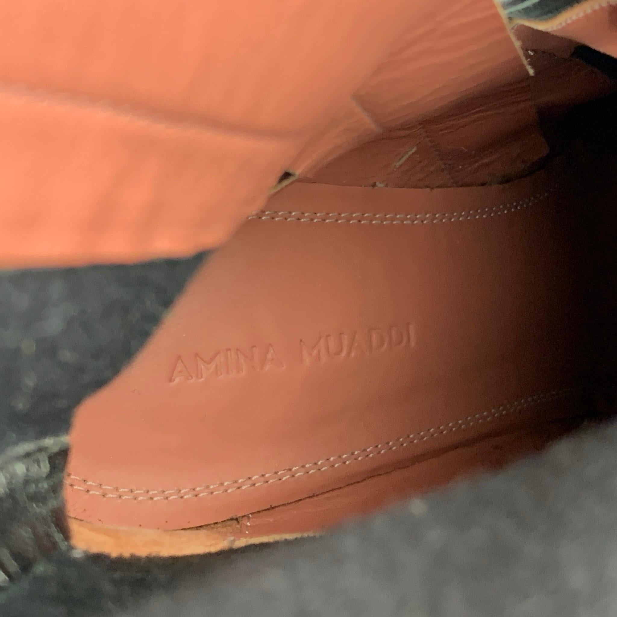 AMINA MUADDI Size 7 Black Patent Leather Pointed Toe Boots 3