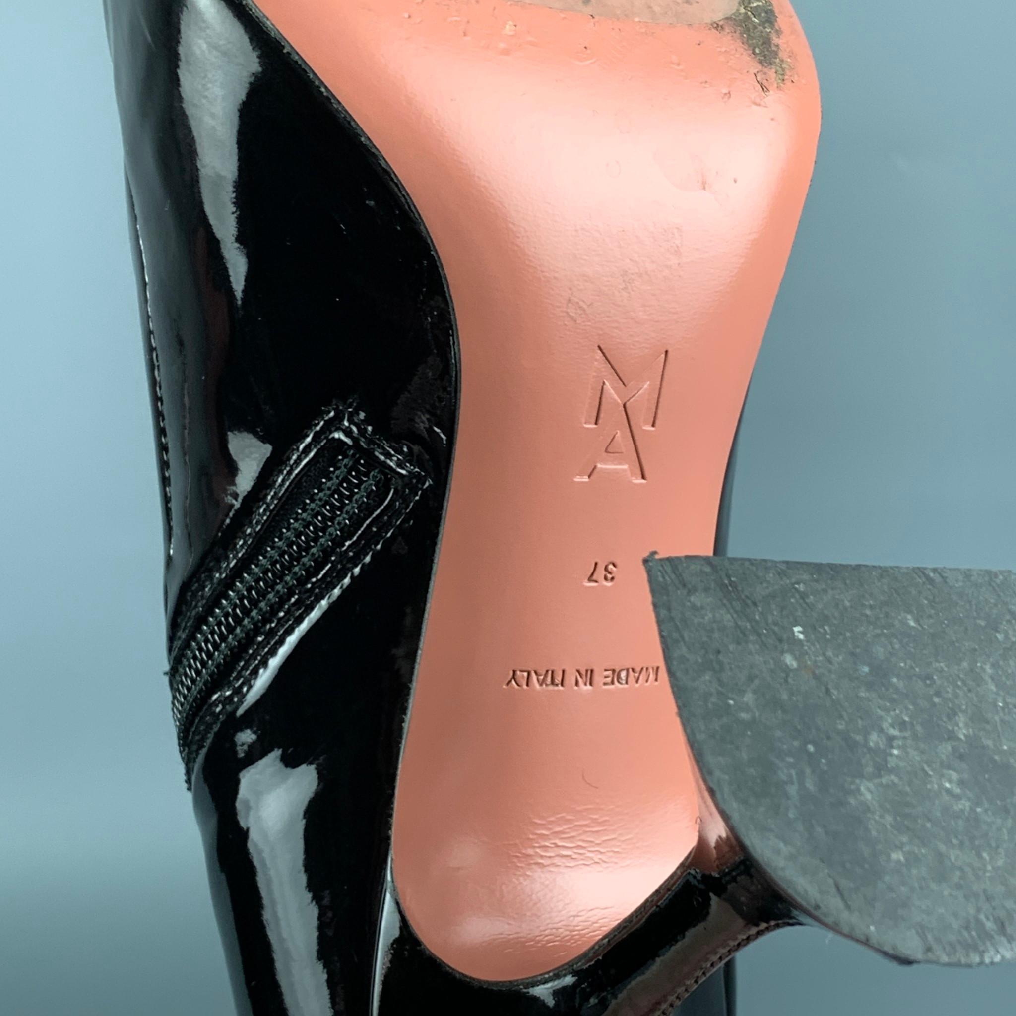 AMINA MUADDI Size 7 Black Patent Leather Pointed Toe Boots 4