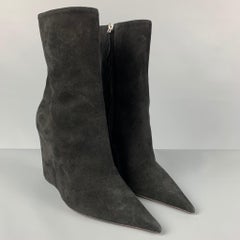 AMINA MUADDI Size 8 Black Suede Wedge Boots