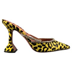 AMINA MUADDI Size 8 Yellow & Black Animal Print Pony Hair Leopard Pumps