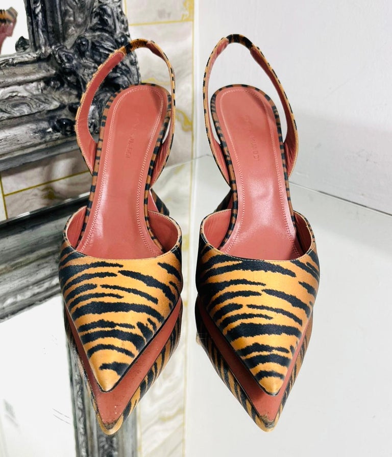 Amina Muaddi Tiger Print Satin Pumps, image 3 of 7