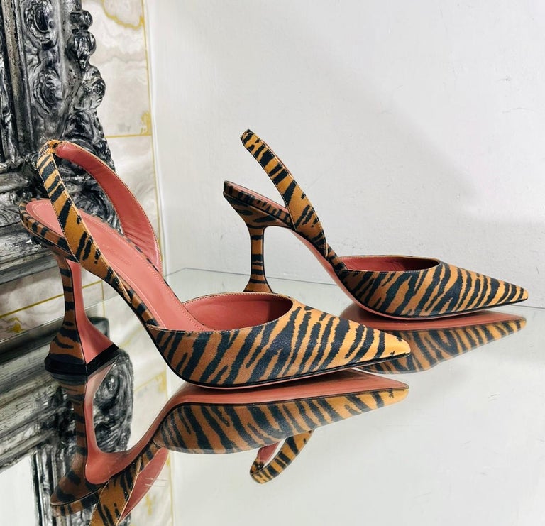 Amina Muaddi Tiger Print Satin Pumps, image 4 of 7