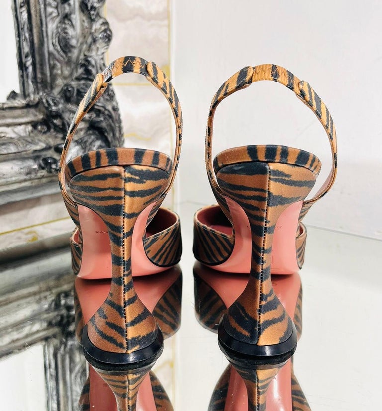 Amina Muaddi Tiger Print Satin Pumps, image 5 of 7
