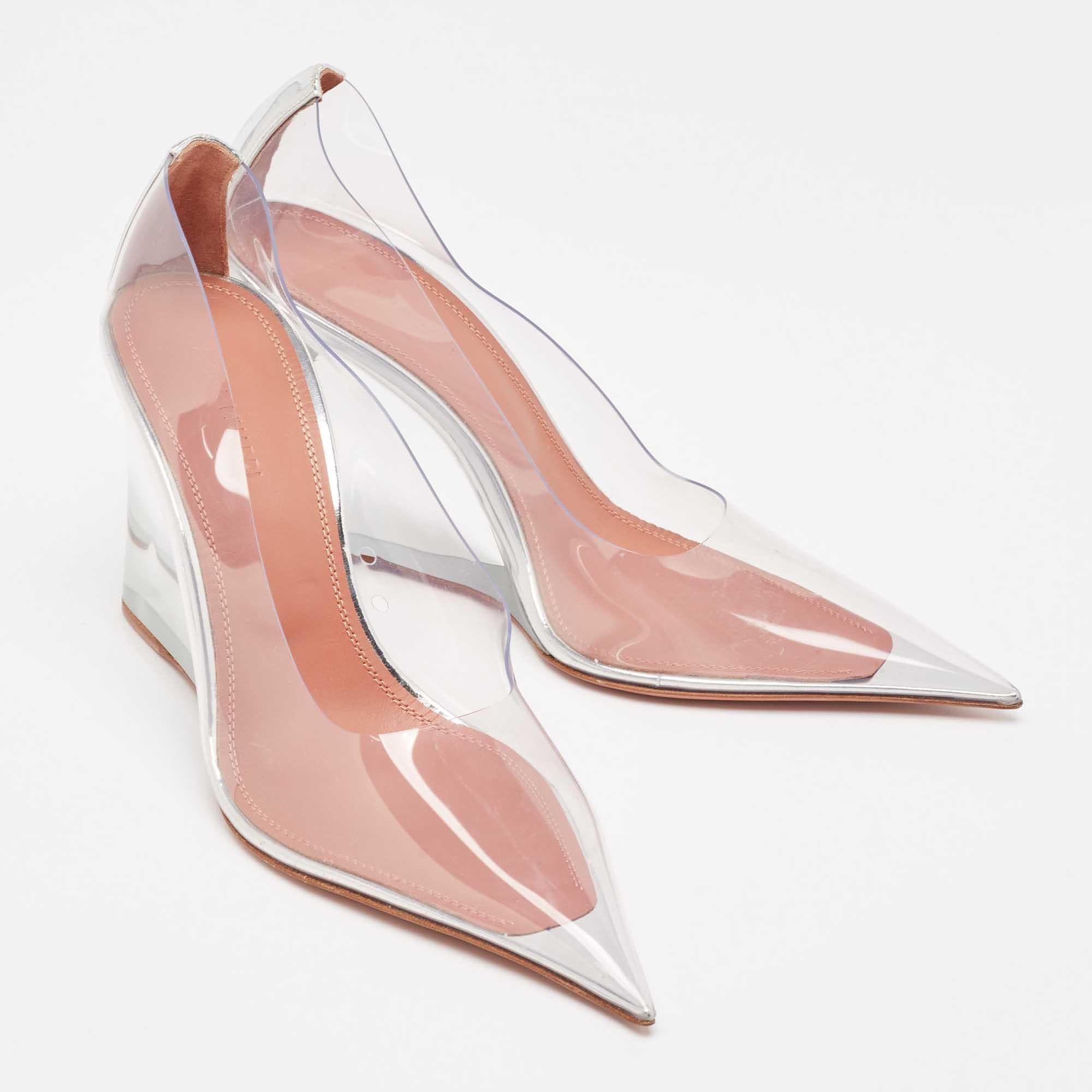 Amina Muaddi escarpins compensés anées en PVC transparent, taille 38,5 Neuf - En vente à Dubai, Al Qouz 2