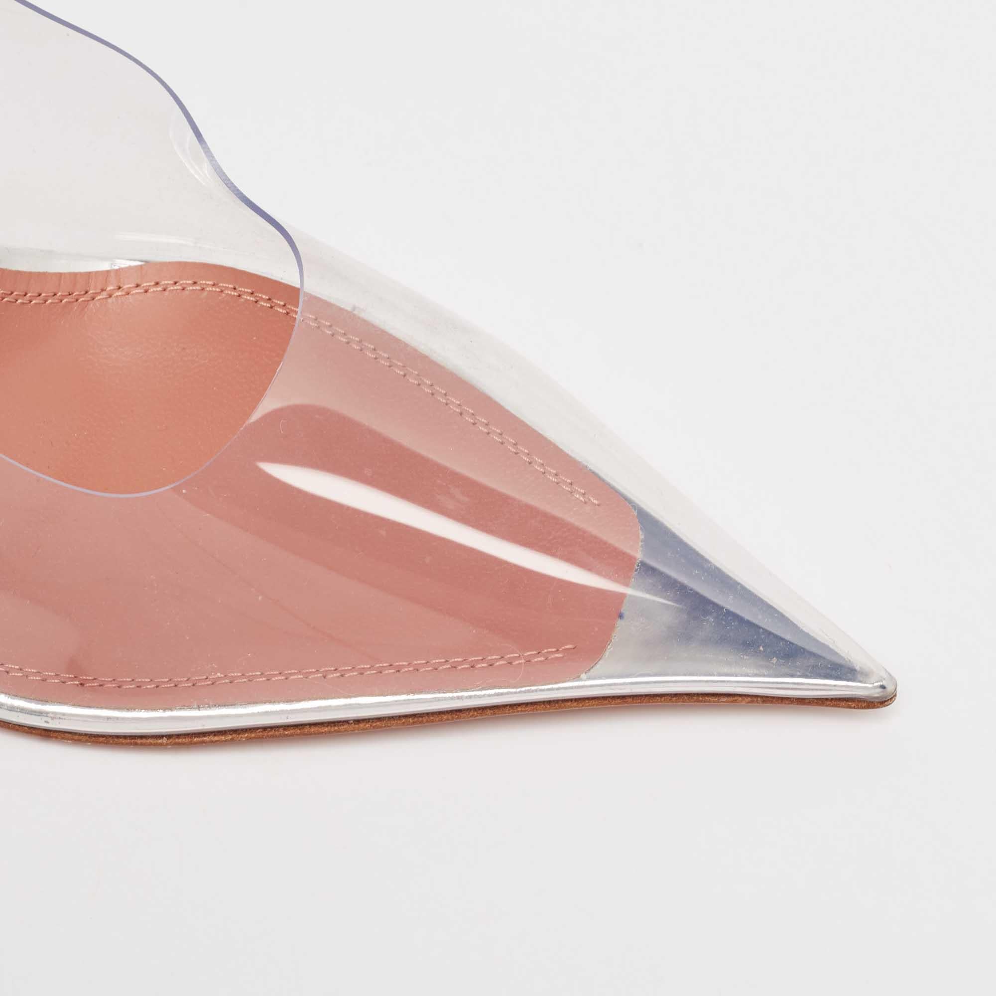 Amina Muaddi escarpins compensés anées en PVC transparent, taille 38,5 en vente 2