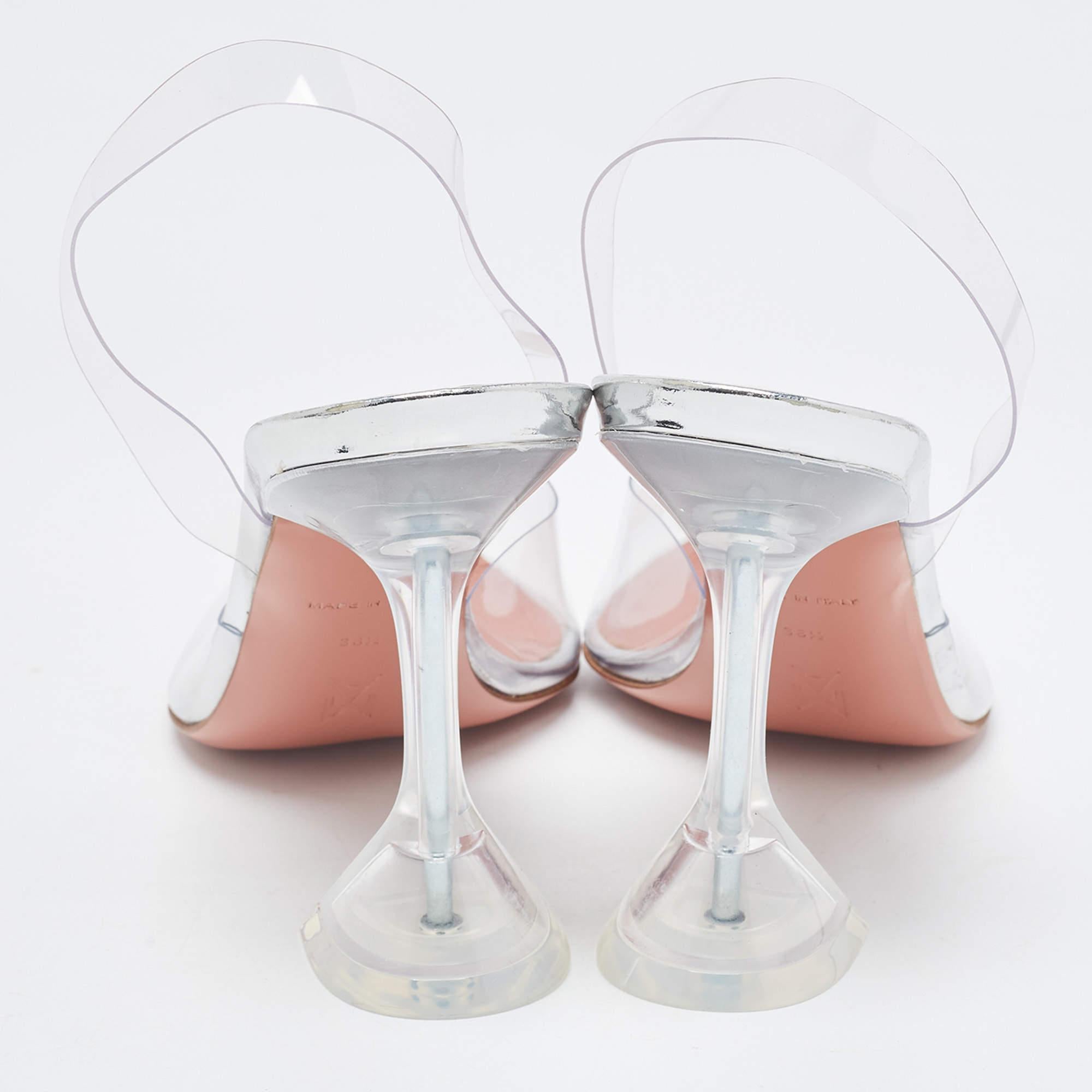 Amina Muaddi Transparent PVC Holli Glass Transparent Pumps Size 38.5 For Sale 2