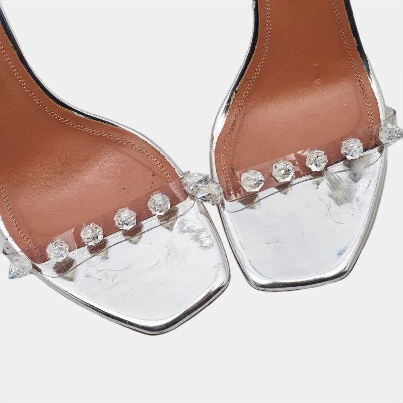 Amina Muaddi Transparent PVC Julia Ankle Strap Sandals Size 39 For Sale 3