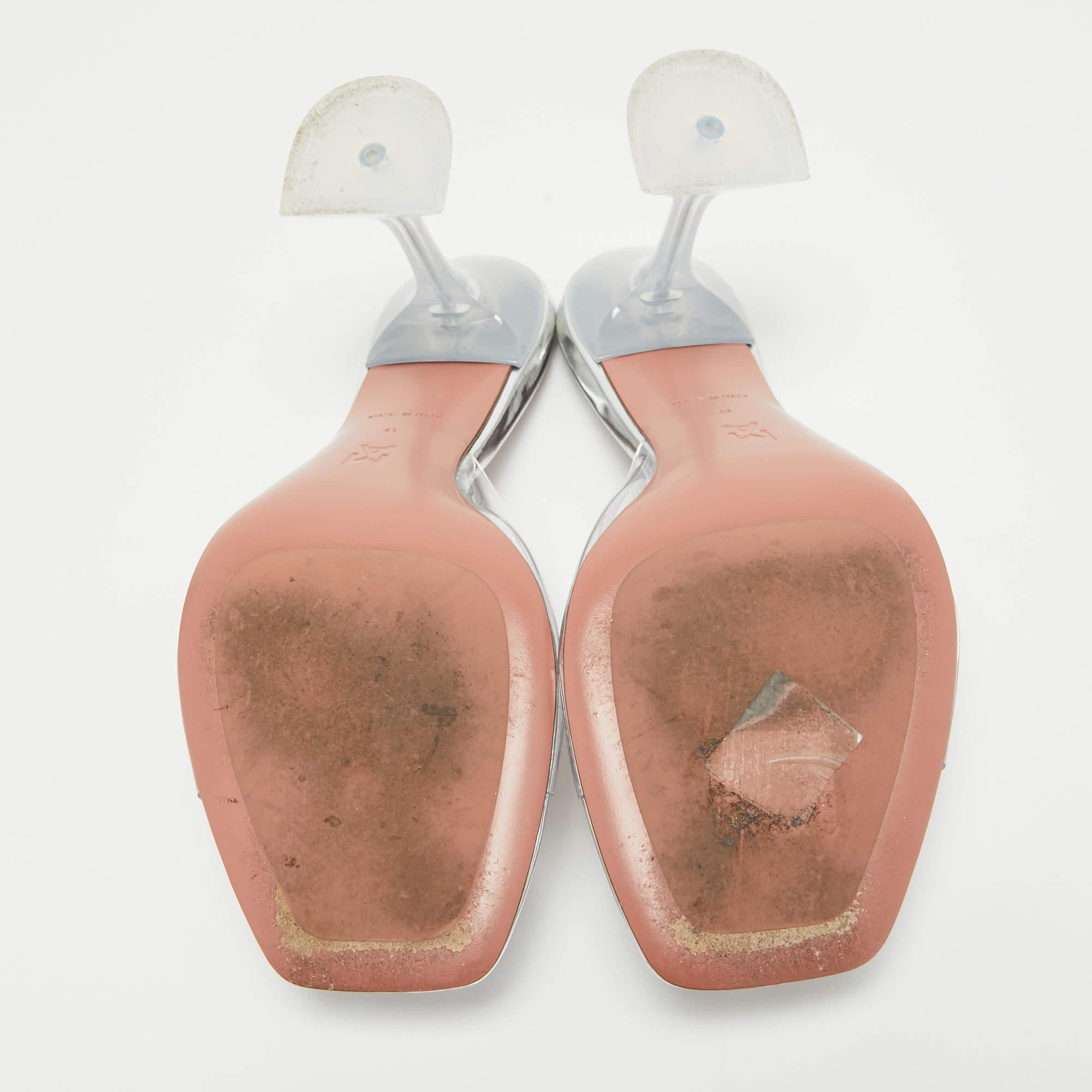 Women's Amina Muaddi Transparent PVC Lupita Slide Sandals Size 41