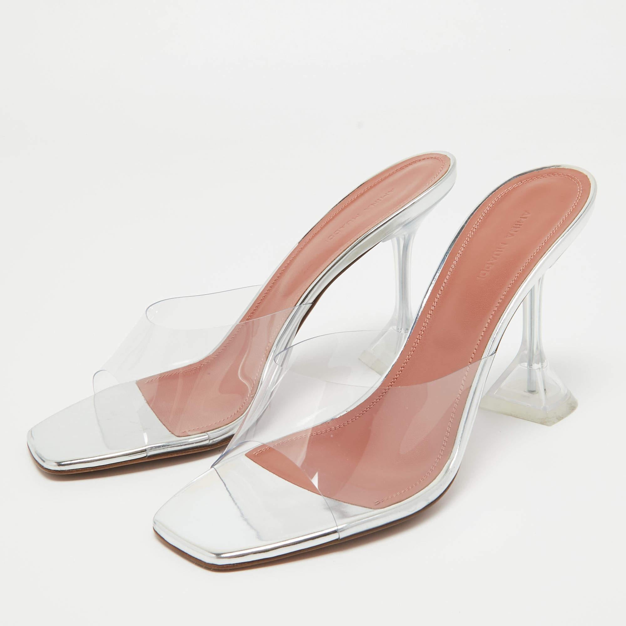 Amina Muaddi Transparent PVC Lupita Slide Sandals Size 41 2