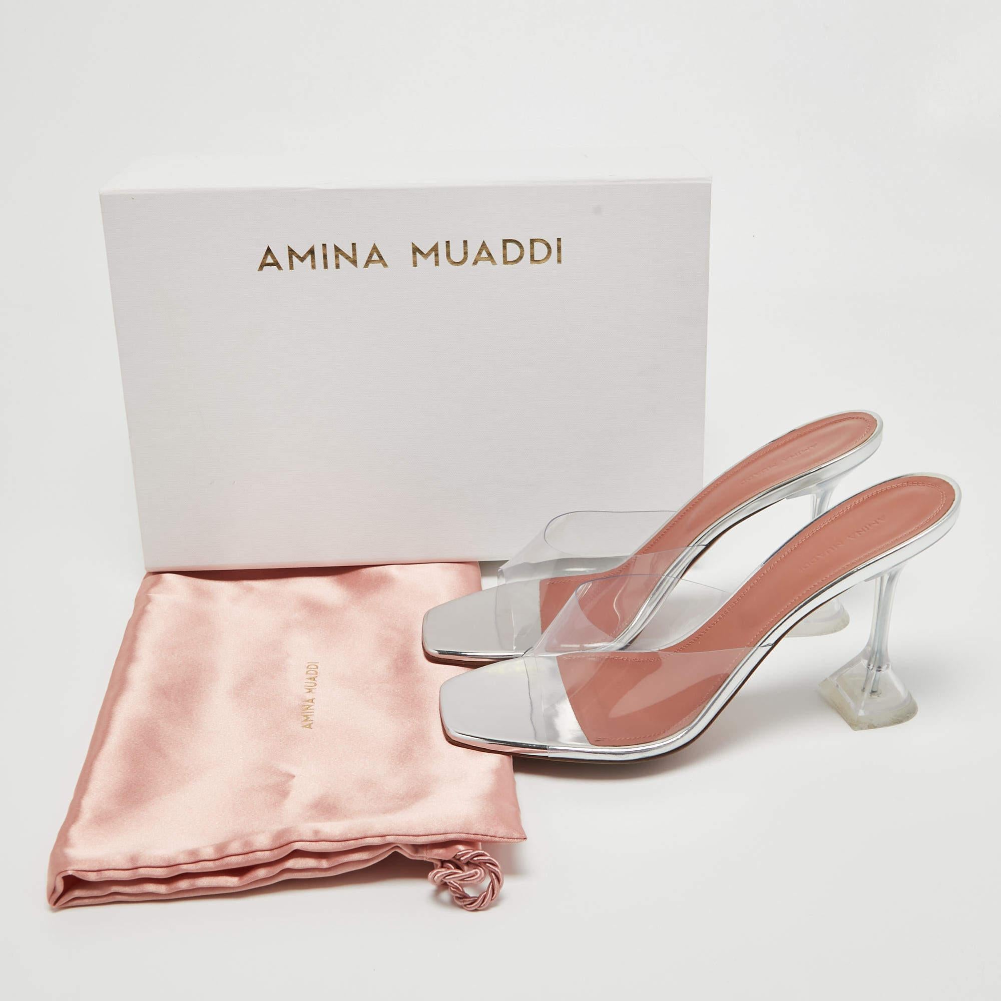 Amina Muaddi Transparent PVC Lupita Slide Sandals Size 41 5