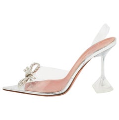 Amina Muaddi Transparent PVC Rosie Slingback Pumps Size 38