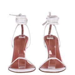 Amina Muaddi Vita 95 Leather Ankle Wrap Heels
