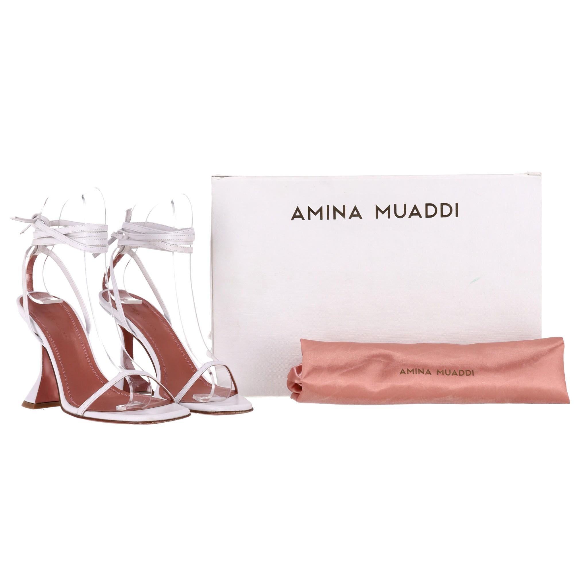 Amina Muaddi Vita 95 talons de cheville enveloppants en cuir Pour femmes en vente