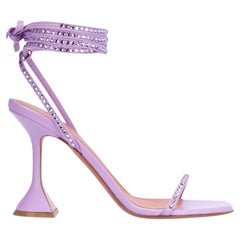 Used Amina Muaddi Vita Crystal Lilac Nappa Sandals Heels (EU 37)