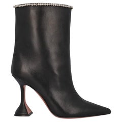 Amina Muaddi Women Ankle boots Black Leather EU 37