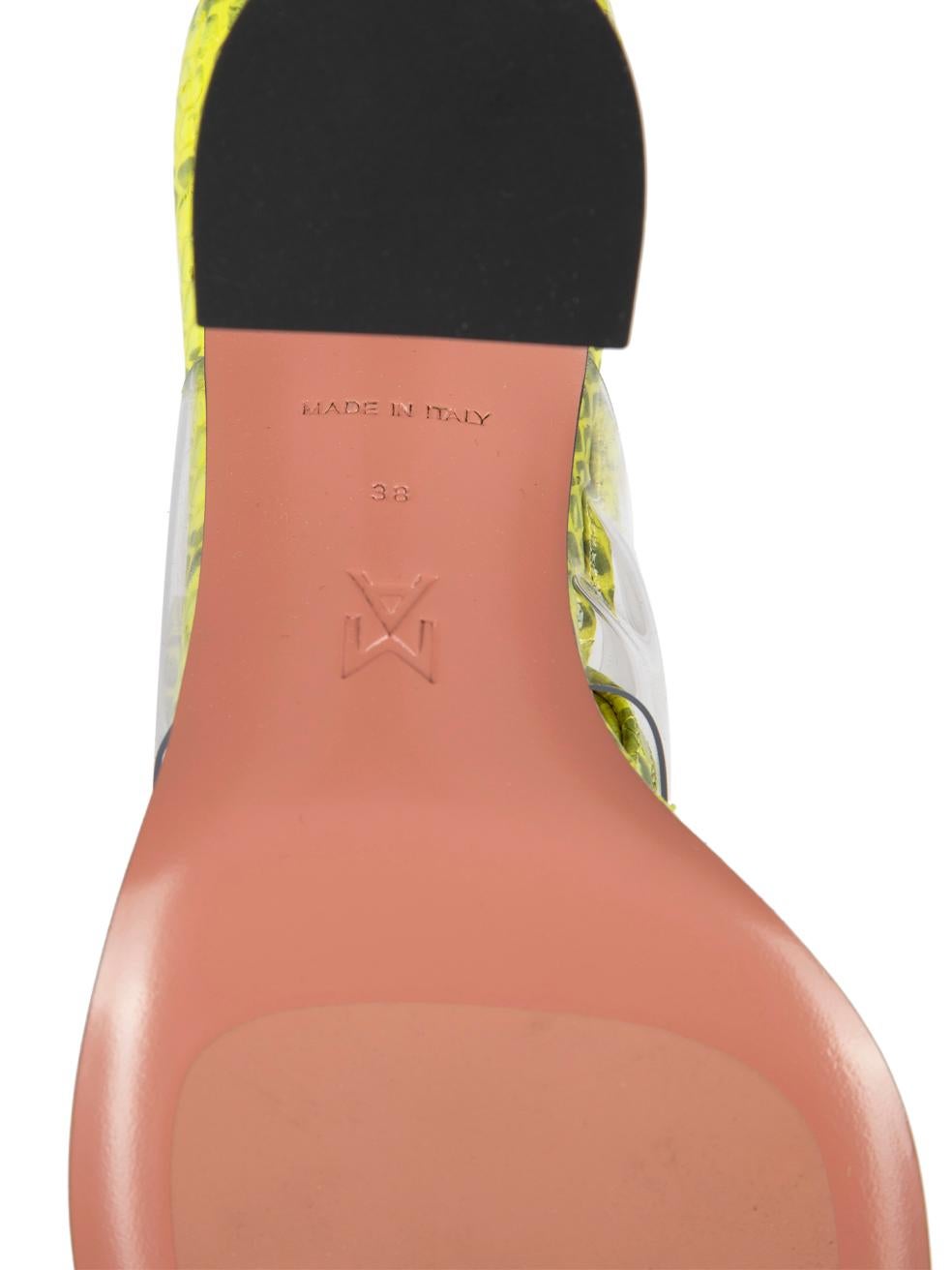 Amina Muaddi Sandales Zula 95 en cuir jaune serpent taille IT 38 en vente 1