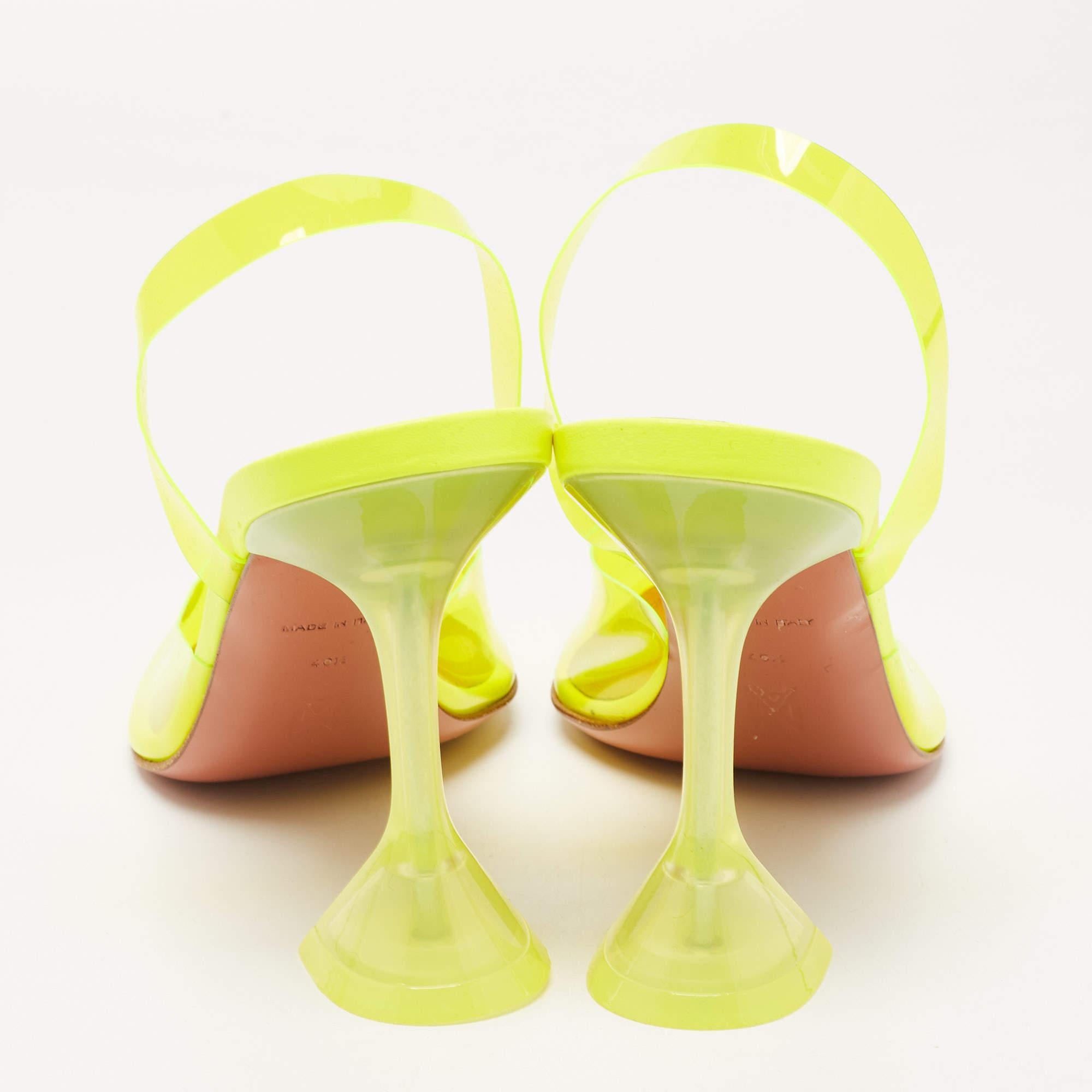 Amina Muaddi Yellow PVC Holli Glass Slingback Pumps Size 40.5 For Sale 1
