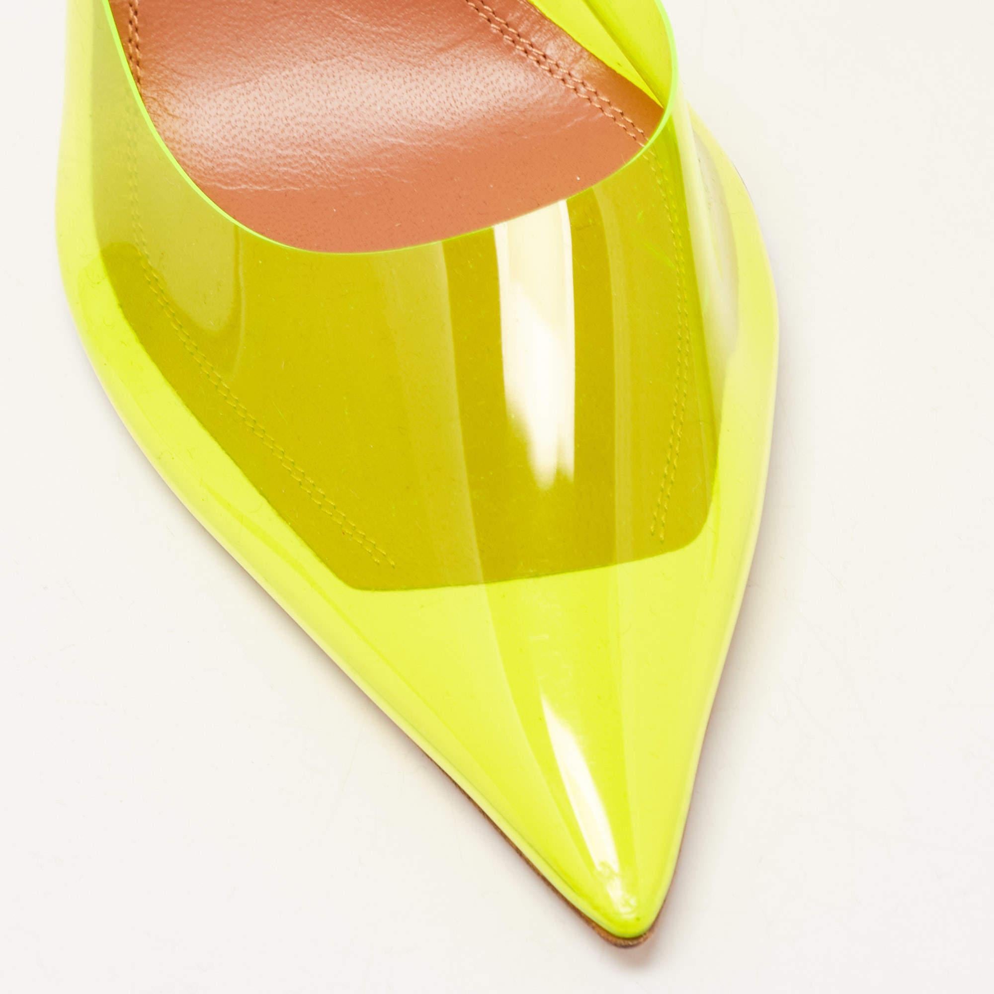 Amina Muaddi Yellow PVC Holli Glass Slingback Pumps Size 40.5 For Sale 2