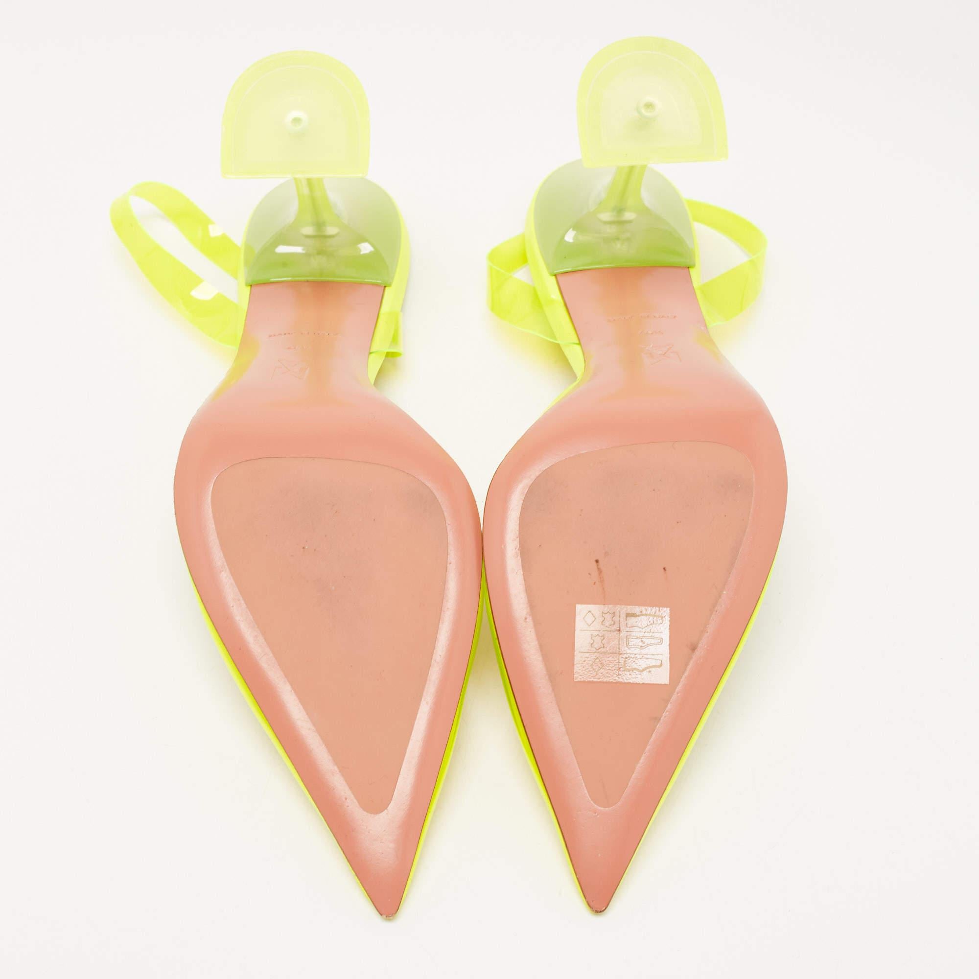 Amina Muaddi Yellow PVC Holli Glass Slingback Pumps Size 40.5 For Sale 4