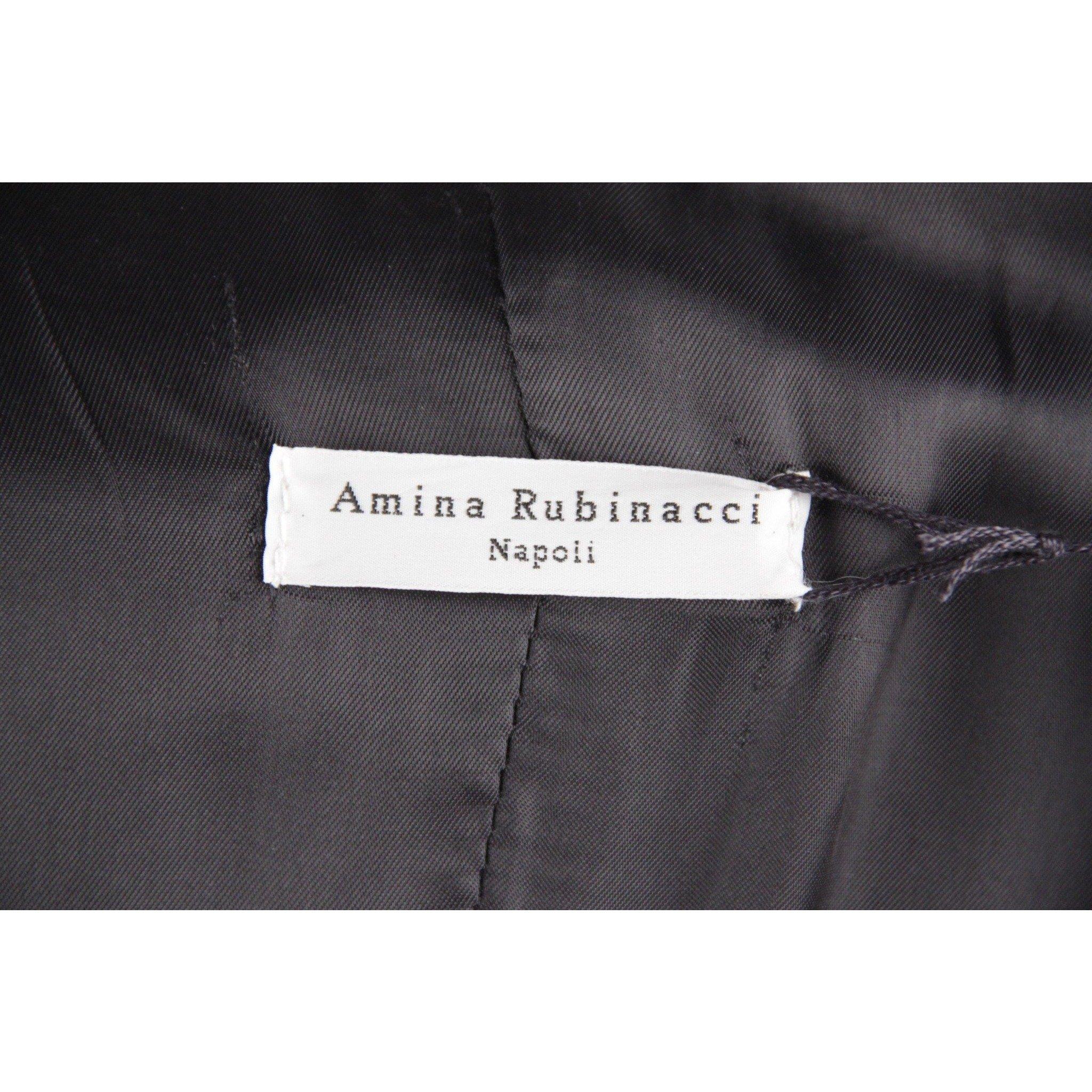 AMINA RUBINACCI Black Leather TRENCH COAT Long Lenght w/ BELT Size 42 In Good Condition In Rome, Rome